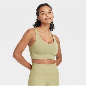 ALL IN MOTION Sports Bra W’s S Chartreuse Green Tank Top Yoga Spandex